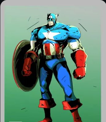 Comic-style drawing of a superhero with a shield