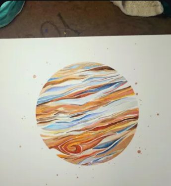 Watercolour painting of Jupiter